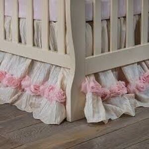Glenna Jean white and pink floral crib skirt